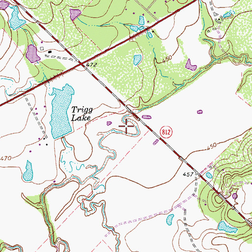 Topographic Map of Trigg Lake Dam, TX