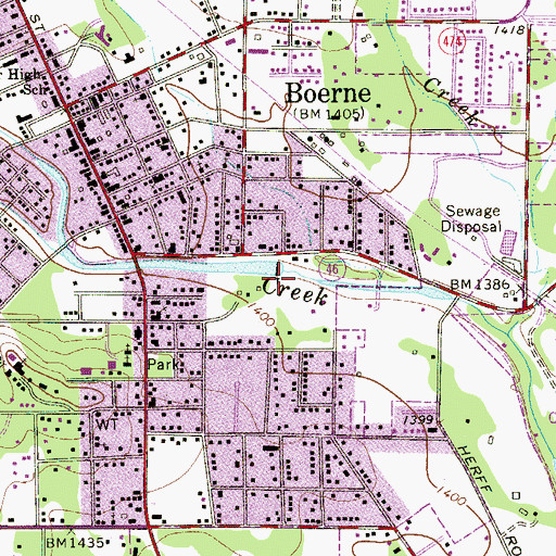 Topographic Map of Boerne Park Lake, TX