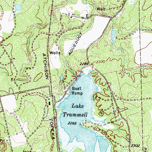 Topographic Map of Lake Trammel Dam, TX
