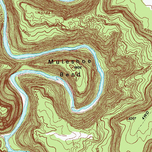 Topographic Map of Muleshoe Bend, CO