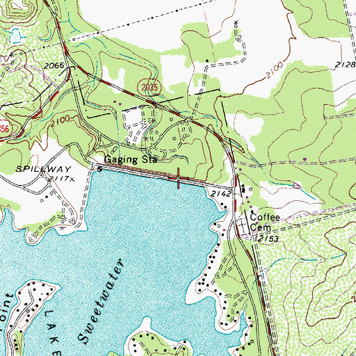 Topographic Map of Lake Sweetwater Dam, TX