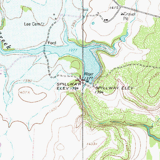 Topographic Map of Soil Conservation Service Site 1 Dam, TX
