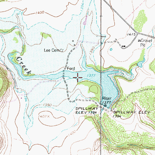 Topographic Map of Soil Conservation Service Site 1 Reservoir, TX
