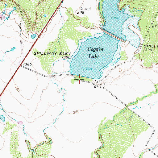 Topographic Map of Coggin Lake Dam, TX