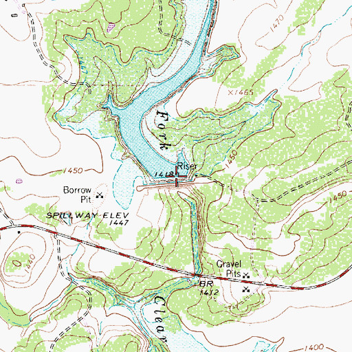 Topographic Map of Soil Conservation Service Site 3 Dam, TX