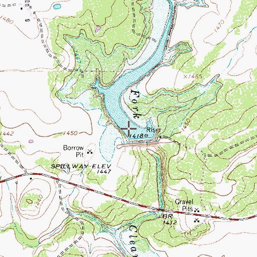 Topographic Map of Soil Conservation Service Site 3 Reservoir, TX