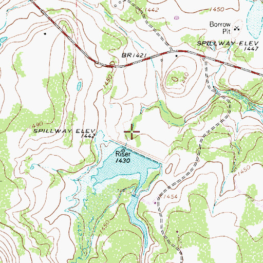 Topographic Map of Soil Conservation Service Site 2 Reservoir, TX