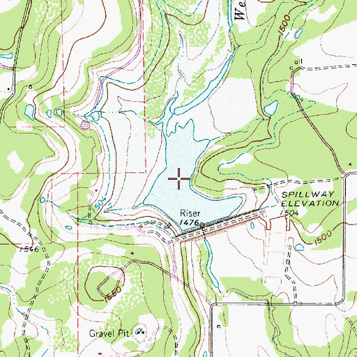 Topographic Map of Soil Conservation Service Site 4 Reservoir, TX