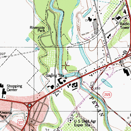 Topographic Map of Municipal Reservoir, TX