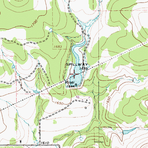Topographic Map of Soil Conservation Service Site 10 Reservoir, TX