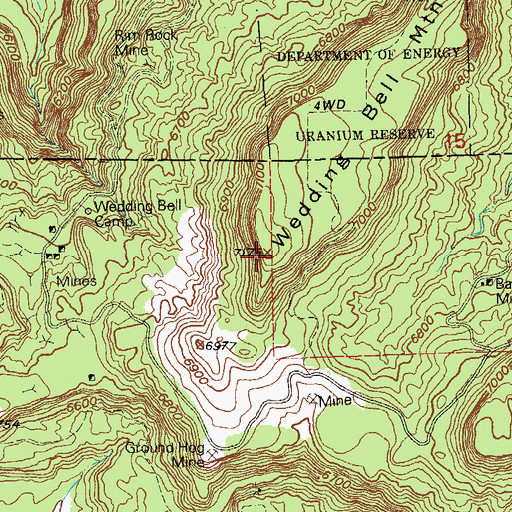 Topographic Map of Wedding Bell Mountain, CO