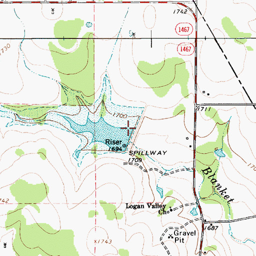 Topographic Map of Soil Conservation Service Site 1 Dam, TX