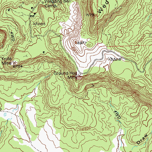 Topographic Map of Ground Hog Mine, CO