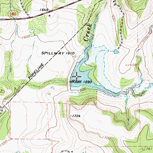Topographic Map of Soil Conservation Service Site 13 Reservoir, TX
