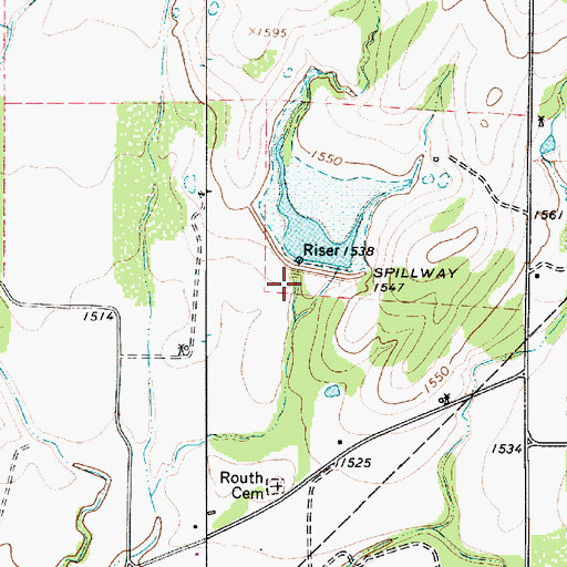 Topographic Map of Soil Conservation Service Site 14 Reservoir, TX