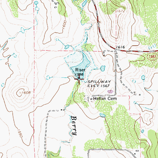 Topographic Map of Soil Conservation Service Site 11 Dam, TX