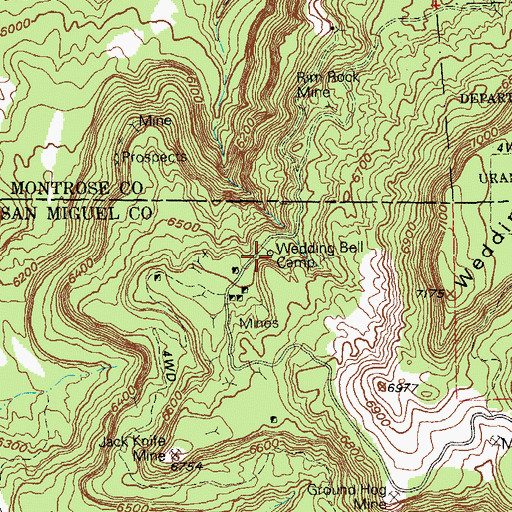 Topographic Map of Wedding Bell Camp, CO