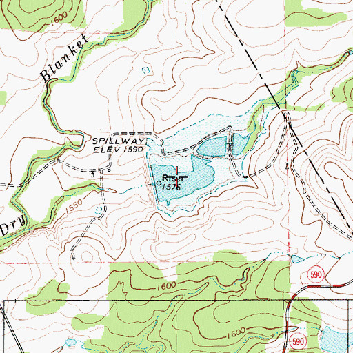 Topographic Map of Soil Conservation Service Site 14 Reservoir, TX