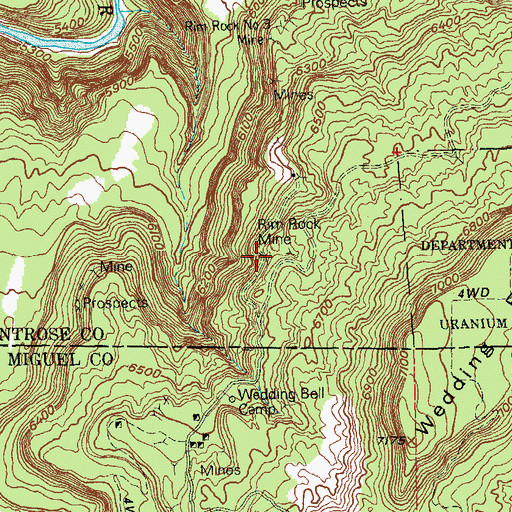 Topographic Map of Rim Rock Mine, CO