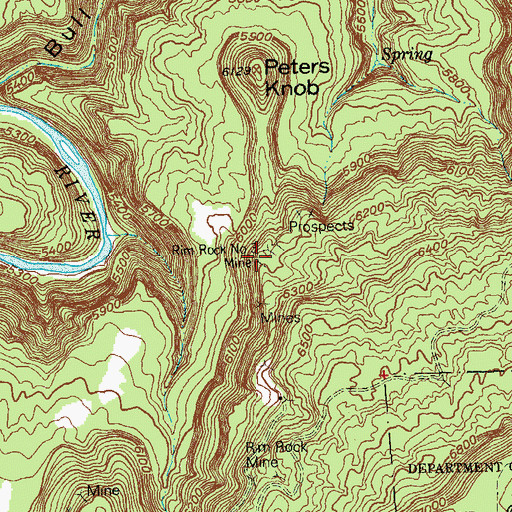 Topographic Map of Rim Rock Number 3 Mine, CO