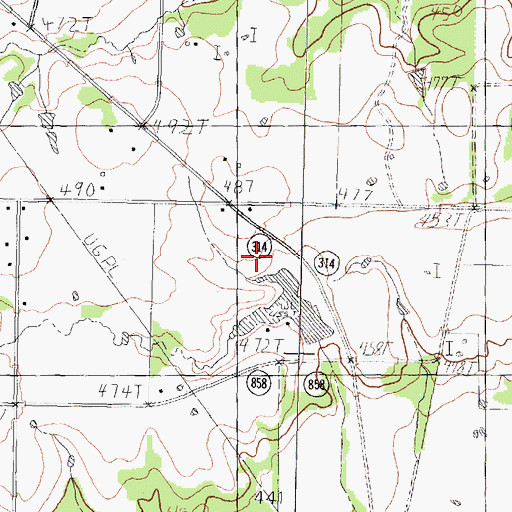 Topographic Map of Cantrell Lake Dam, TX