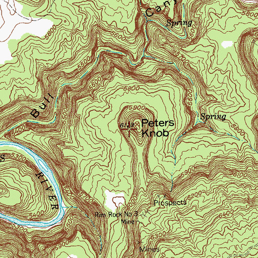 Topographic Map of Peters Knob, CO