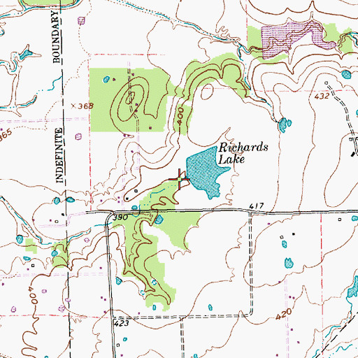 Topographic Map of Richards Lake Dam, TX