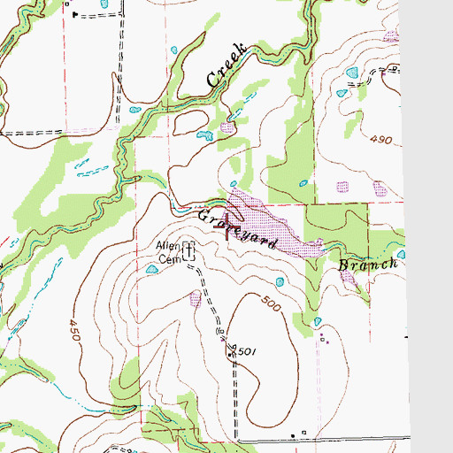 Topographic Map of Soil Conservation Service Site 105 Dam, TX