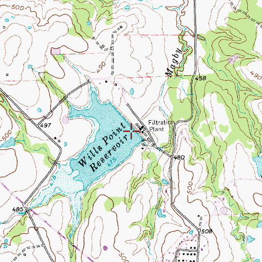 Topographic Map of Wills Point Reservoir Dam, TX