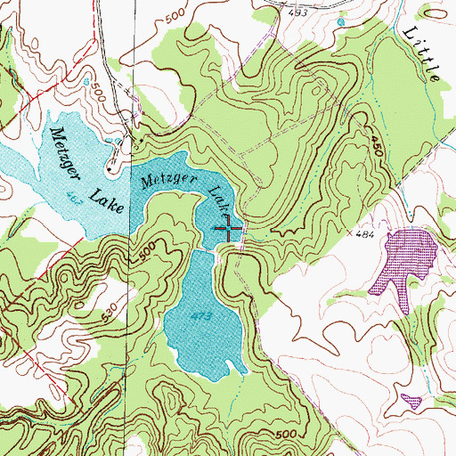 Topographic Map of Metzger Dam Number 1, TX