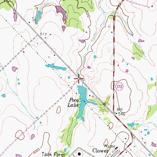 Topographic Map of Poco Club Dam, TX