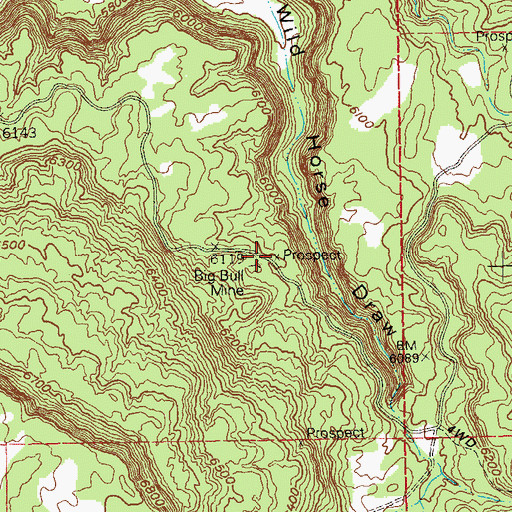 Topographic Map of Big Bull Mine, CO
