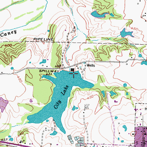 Topographic Map of City of Grand Saline Dam, TX