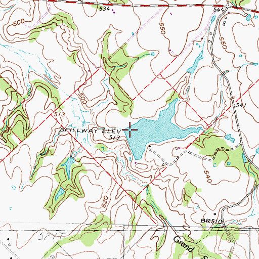 Topographic Map of Kellam Number 2 Dam, TX