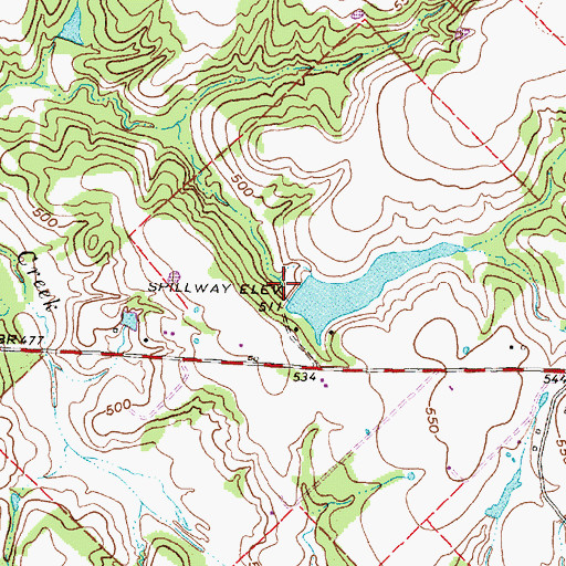 Topographic Map of Kellam Number 1 Dam, TX
