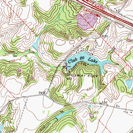 Topographic Map of Club 20 Lake Dam, TX