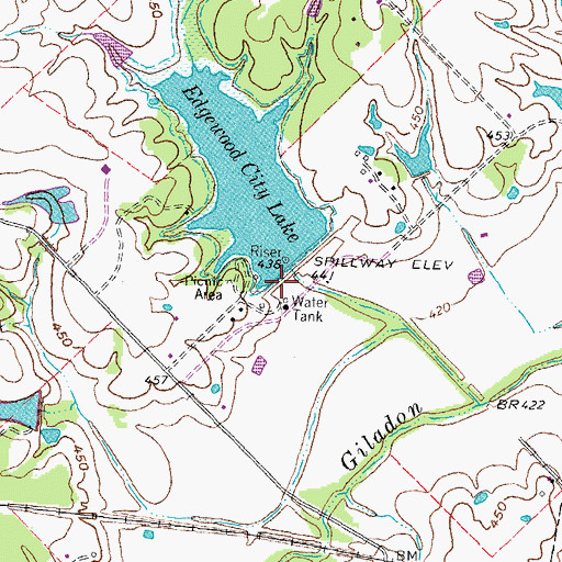 Topographic Map of Edgewood City Lake Dam, TX