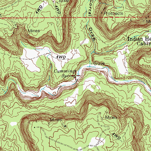 Topographic Map of Cummings Spring, CO