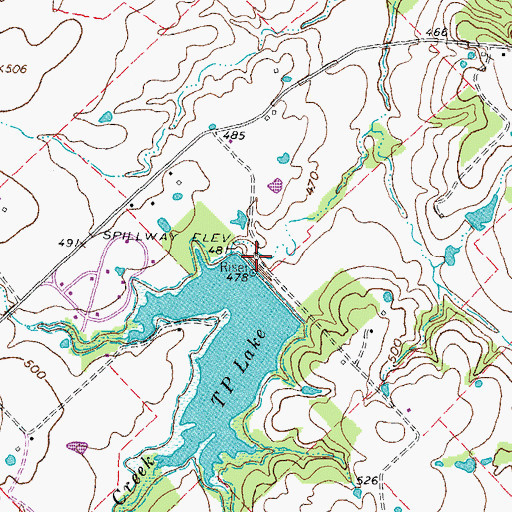 Topographic Map of Willow Lake Dam, TX