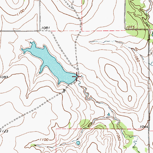 Topographic Map of Burns Lake Dam, TX