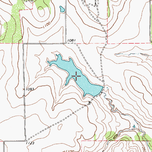 Topographic Map of Burns Lake, TX