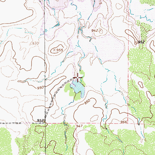 Topographic Map of Stephens Lake Dam, TX