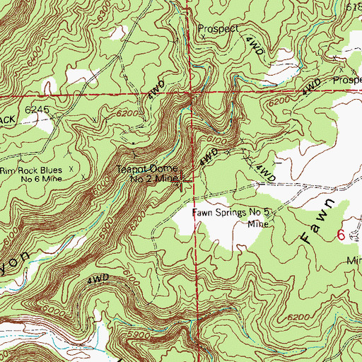 Topographic Map of Teapot Dome Number 2 Mine, CO