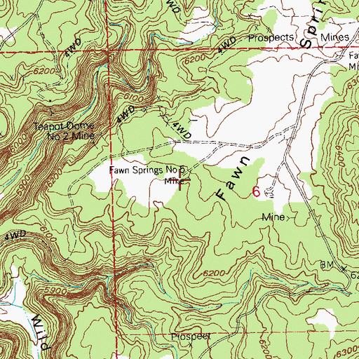 Topographic Map of Fawn Springs Number 5 Mine, CO