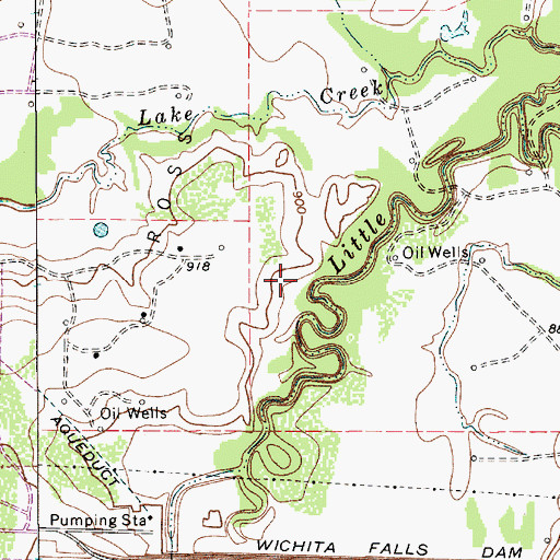 Topographic Map of Lake Arrowhead Dam, TX