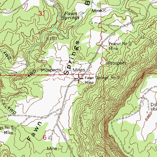 Topographic Map of Fawn Springs Number 9 Mine, CO