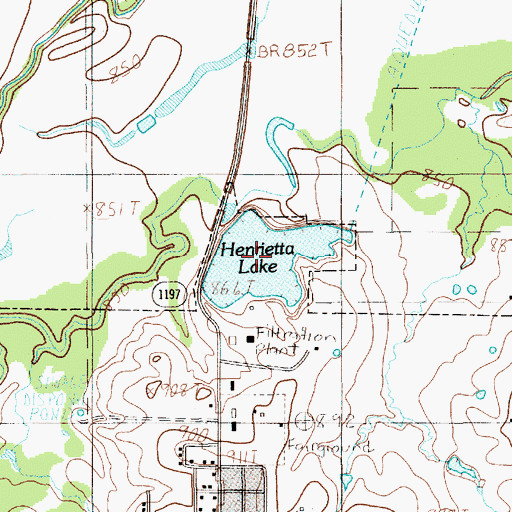 Topographic Map of Henrietta Lake, TX