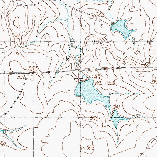 Topographic Map of Edwards Lake Number 2 Dam, TX