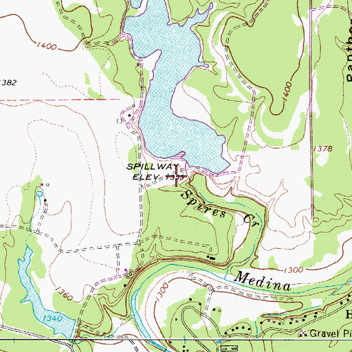 Topographic Map of Rock Cliff Lake Dam, TX
