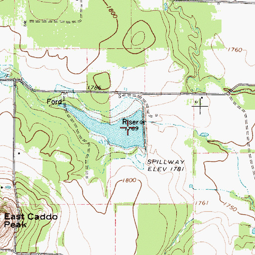 Topographic Map of Soil Conservation Service Site 8 Reservoir, TX